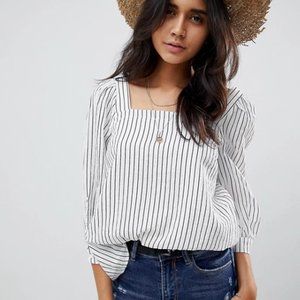 ASOS square neck white blouse with stripes - US 12
